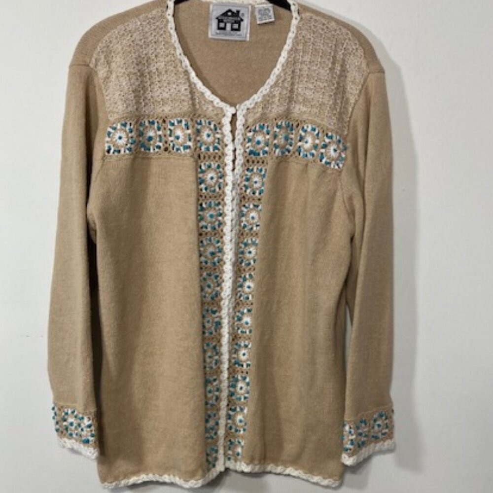 Storybook Knits Vintage “Turquoise Medallion” Sweater w/Tank, Size L